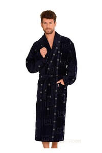 Twin frotte bathrobe male long with collar, De Lafense 803