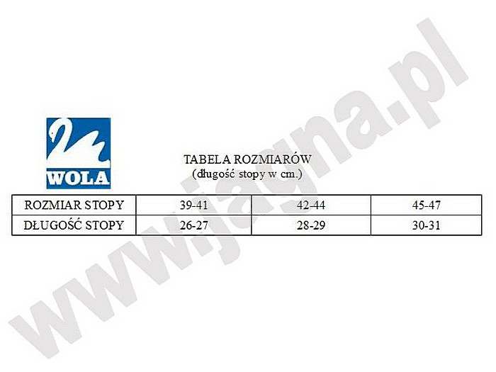Manufacturer's Size Chart Wola